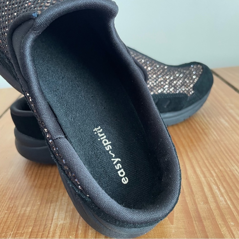Easy Spirit Traveltime Black Suede & Bronze Sparkle Slip On Shoes Size 7.5 Wide - Picture 10 of 16